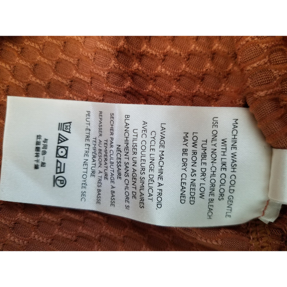 Free People NWT Rusty Orange Sz M Splice Front Wide Cuff Long Sleeve Top - Picture 9 of 12